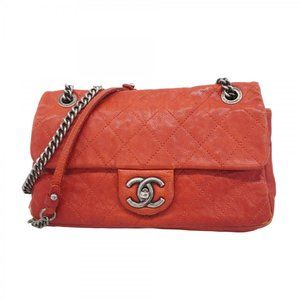 CHANEL Red Caviar Leather Shoulder Bag